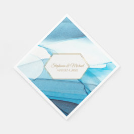 Guardanapo De Papel Casamento de Frame Duplo Abstrato Azul