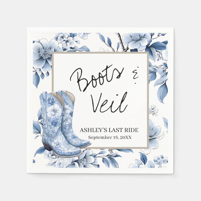 Guardanapo De Papel Casamento de Garota Floral Rustic Blue Napkins - B (Frente)