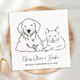 Guardanapo De Papel Casamento de Gato de Cão de Pet Personalizado Simp