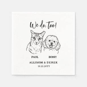 Guardanapo De Papel Casamento de Gato de Cão Personalizado Desenho Pet