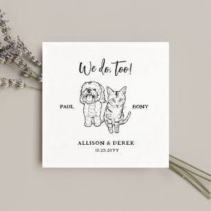 Guardanapo De Papel Casamento de Gato de Cão Personalizado Desenho Pet