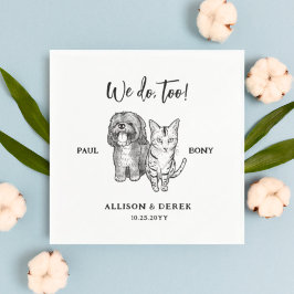 Guardanapo De Papel Casamento de Gato de Cão Personalizado Desenho Pet
