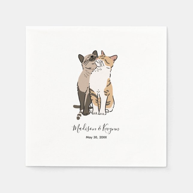 Guardanapo De Papel Casamento de Gatos Bonitos (Frente)
