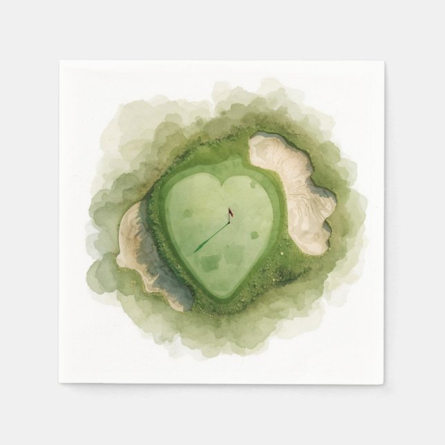 Guardanapo De Papel Casamento de golfe com formato de coração (Frente)