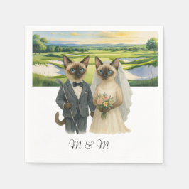 Guardanapo De Papel Casamento de Golfe temático para Amantes de Gatos