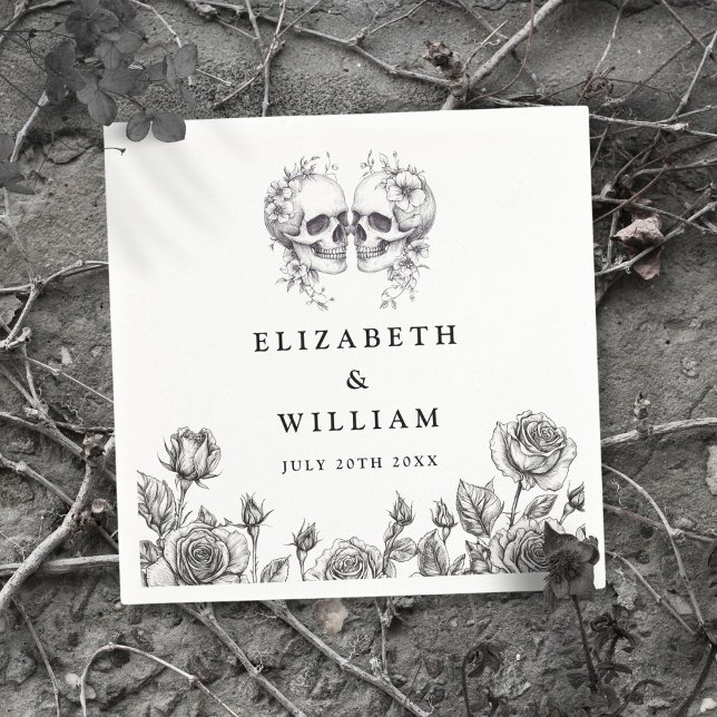 Guardanapo De Papel Casamento de Góticos Elegante Floral de Skulls (Criador carregado)