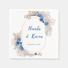 Guardanapo De Papel Casamento de Grama de Pampas Azul Boho