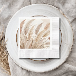 Guardanapo De Papel Casamento de Grama de Pampas Bege Boho
