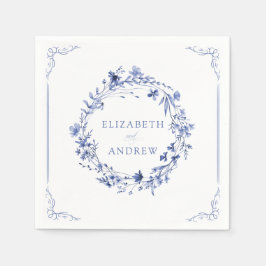 Guardanapo De Papel Casamento de Grinalda Floral de Caligrafia Formal 