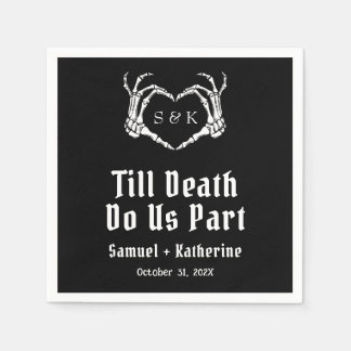 Guardanapo De Papel Casamento de Halloween do Esqueleto Romântico Góti