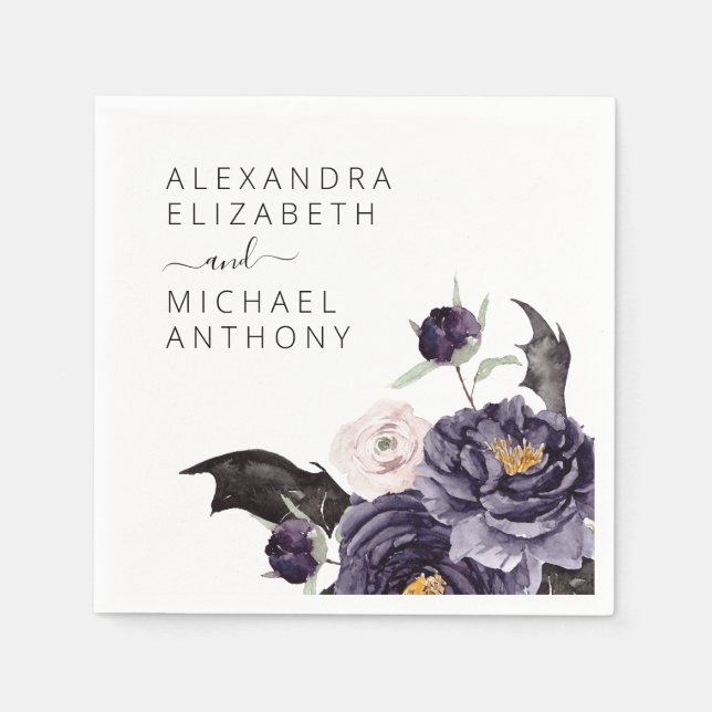 Guardanapo De Papel Casamento de Halloween outono Queda Roxo Escuro (Frente)