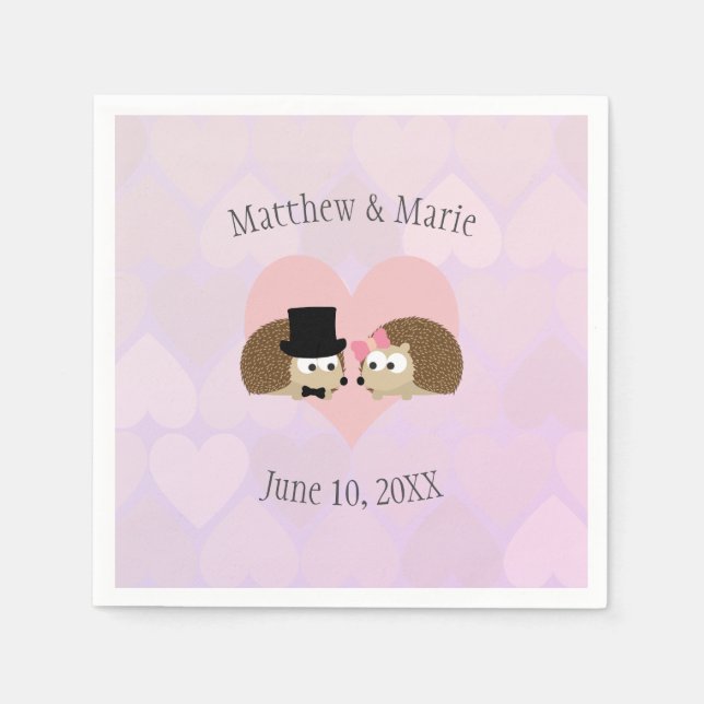 Guardanapo De Papel Casamento de Hedgehogs no Amor (Frente)