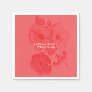 Guardanapo De Papel Casamento de Hibiscus Watercolor Elegante