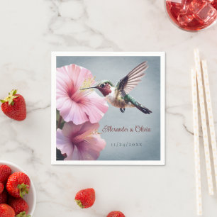 Guardanapo De Papel Casamento de Hummingbird e Hibiscus   Azul