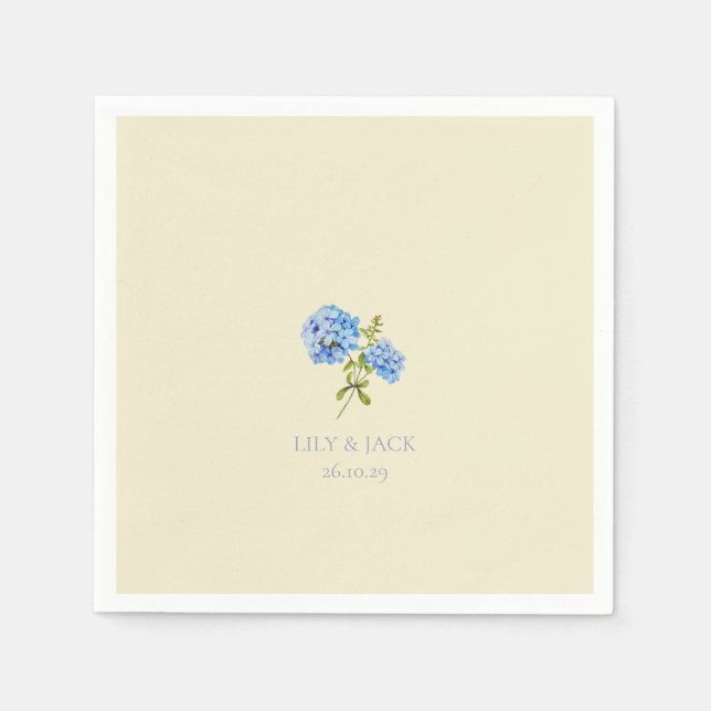 Guardanapo De Papel Casamento de Hydrangea Amarelo Dusty Blue & Pastel (Frente)