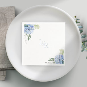 Guardanapo De Papel Casamento de Hydrangea Azul e Branco com Aquarela