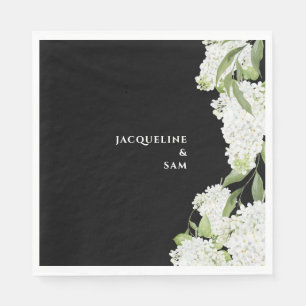 Guardanapo De Papel Casamento de Hydrangeas Brancas Negras