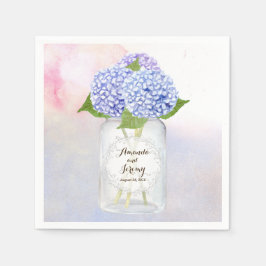 Guardanapo De Papel Casamento de Hydrangeas Jar Azul de Aquarela