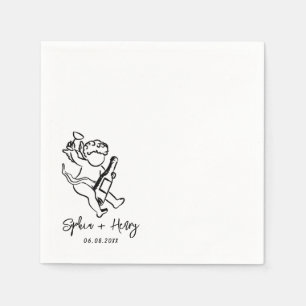 Guardanapo De Papel Casamento De Ícone Cupido De Cherub Desenhado À Mã