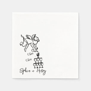Guardanapo De Papel Casamento De Ícone Cupido Desenhado Pela Mão Cin C