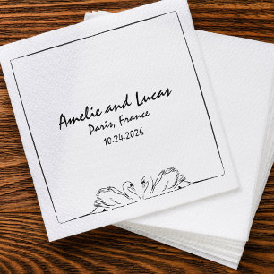 Guardanapo De Papel Casamento de Ilustração Swan Manuscrita de eterno