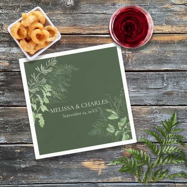 Guardanapo De Papel Casamento de Janto Rustic Fern Foliage Emerald (Criador carregado)