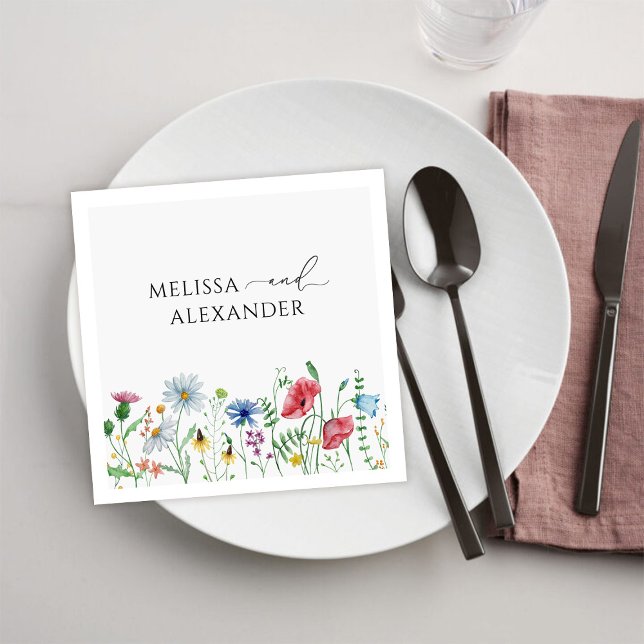 Guardanapo De Papel Casamento de Jardim de Bóho de Wildflower Napkins (Criador carregado)