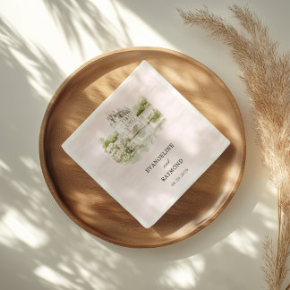 Guardanapo De Papel Casamento de Jardim de Manor de Aquarela Elegante