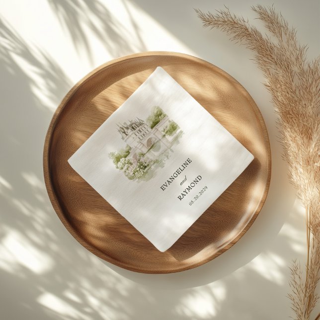 Guardanapo De Papel Casamento de Jardim de Manor de Aquarela Elegante (Criador carregado)