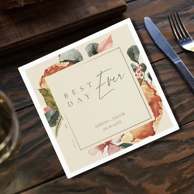 Guardanapo De Papel Casamento de Jardim Elegante no Melhor Dia (Best Day Ever Elegant Garden Wedding Napkins)