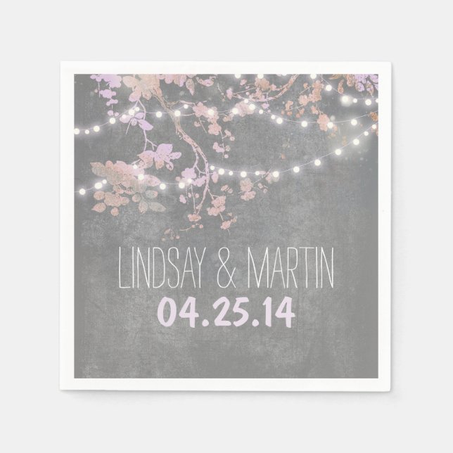 Guardanapo De Papel Casamento de Jardins Russos das Luzes de String (Frente)