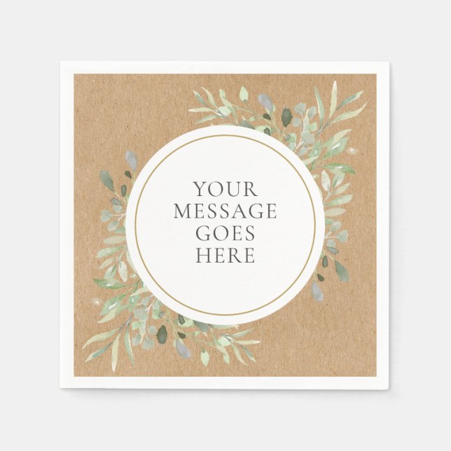 Guardanapo De Papel Casamento de Kraft Rústico Boho Eucalipto (Frente)