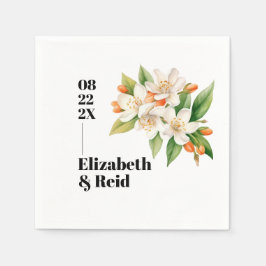 Guardanapo De Papel Casamento de Laranja e Blooms de Jasmine