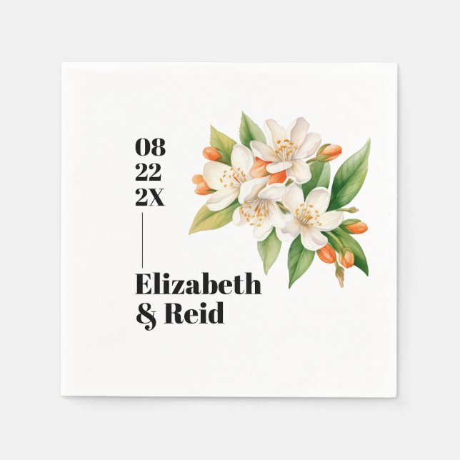 Guardanapo De Papel Casamento de Laranja e Blooms de Jasmine (Frente)