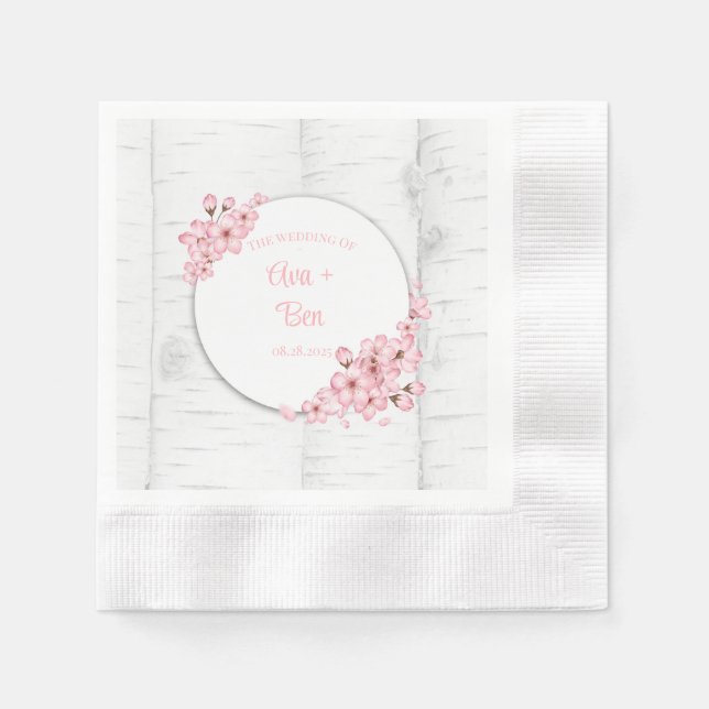 Guardanapo De Papel Casamento de Latidos de árvores Cherry Blossom (Frente)