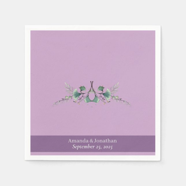 Guardanapo De Papel Casamento de Lavanda Verde Personalizado Napkins (Frente)