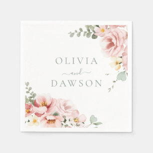 Guardanapo De Papel Casamento de Legança Divina Verde Blush & Sage