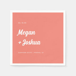 Guardanapo De Papel Casamento de Letra Manuscrita Minimalista Rosa Cor