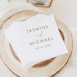 Guardanapo De Papel Casamento de Letra Moderna Dourada
