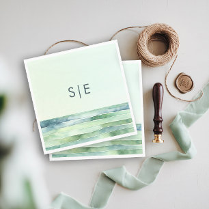 Guardanapo De Papel Casamento de Listras Verdes Marinhas da Piscina de