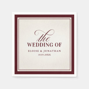 Guardanapo De Papel Casamento de Luxo Burgundy Formal com Dinheiro Ant