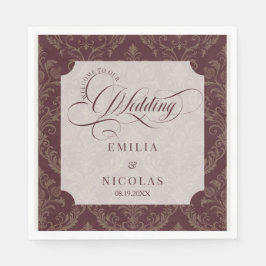 Guardanapo De Papel Casamento de Luxo Vitoriano Burgundy