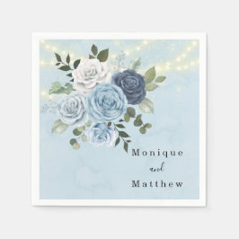 Guardanapo De Papel Casamento de Luzes do Condado de Peony Azul-Marinh