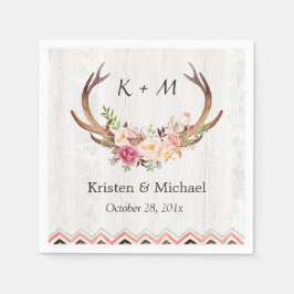 Guardanapo De Papel Casamento de Madeira Branca Rústica com Decor do F