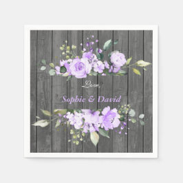 Guardanapo De Papel Casamento de Madeira de Celeiro Floral Lavanda Cha