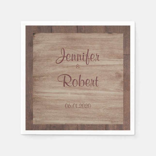 Guardanapo De Papel Casamento de madeira e aves Napkin (Frente)