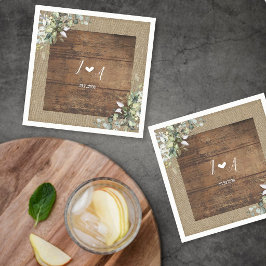 Guardanapo De Papel Casamento de Madeira Rústica e Burlap
