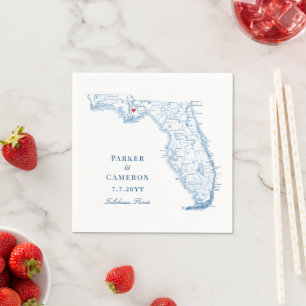 Guardanapo De Papel Casamento de Mapa da Flórida Elegante Tallahassee