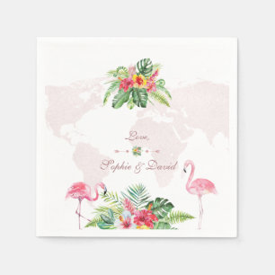 Guardanapo De Papel Casamento de Mapa do Mundo Dourado Tropical