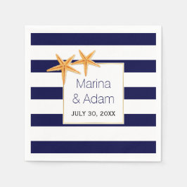 Guardanapo De Papel Casamento de marinho azul e listras brancas